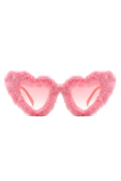Heart Shape Fluffy Sunglasses
