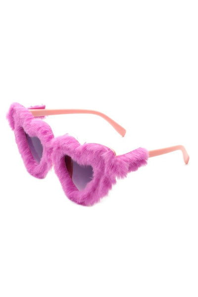 Heart Shape Fluffy Sunglasses