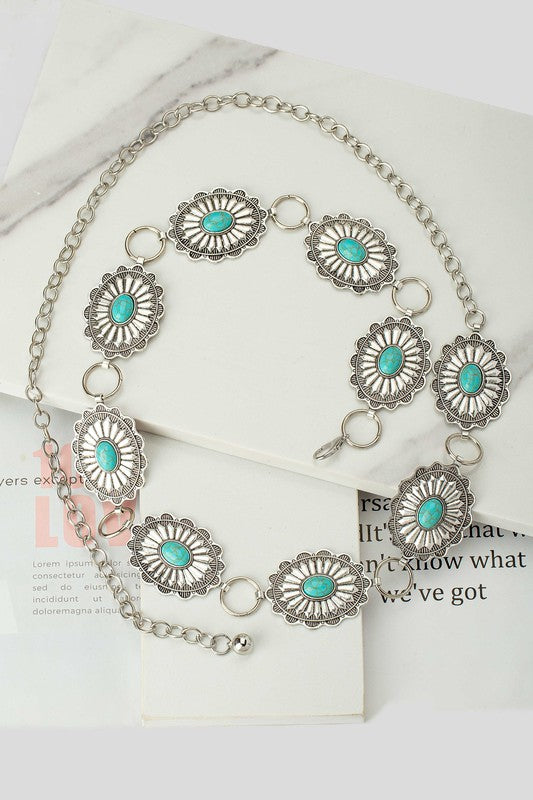 Turquoise Oval Waist Chain