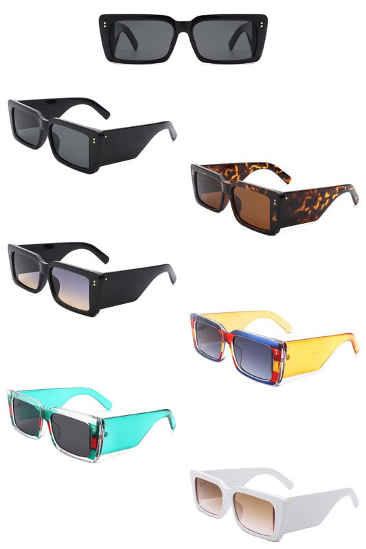 Flat Top Retro Tinted Chunky Sunglasses