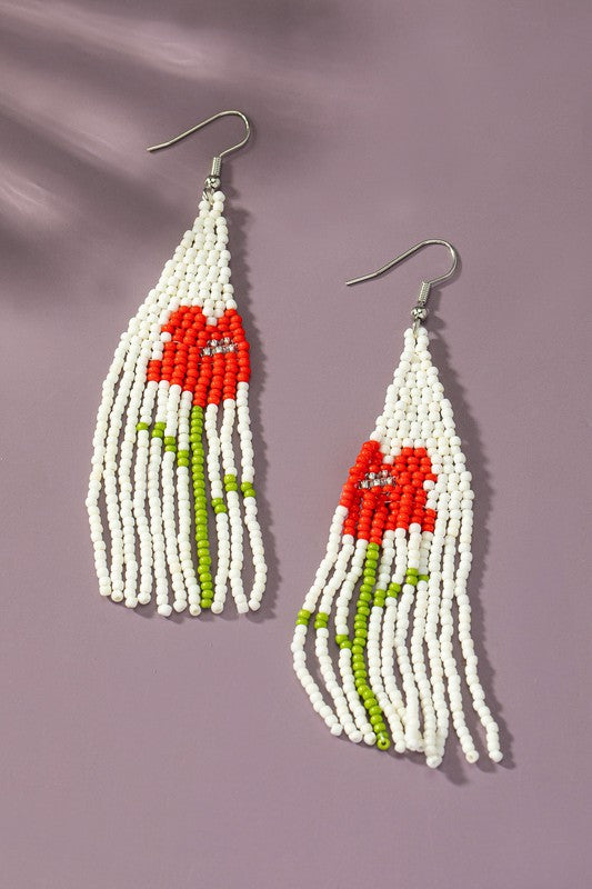 Pendientes de flores con cuentas