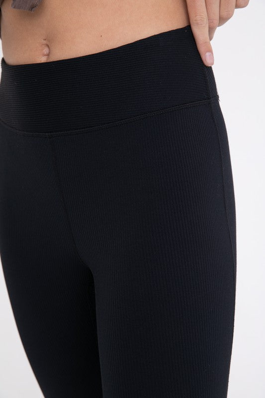 Bronx Ribbed Flare High-Waist Leggings