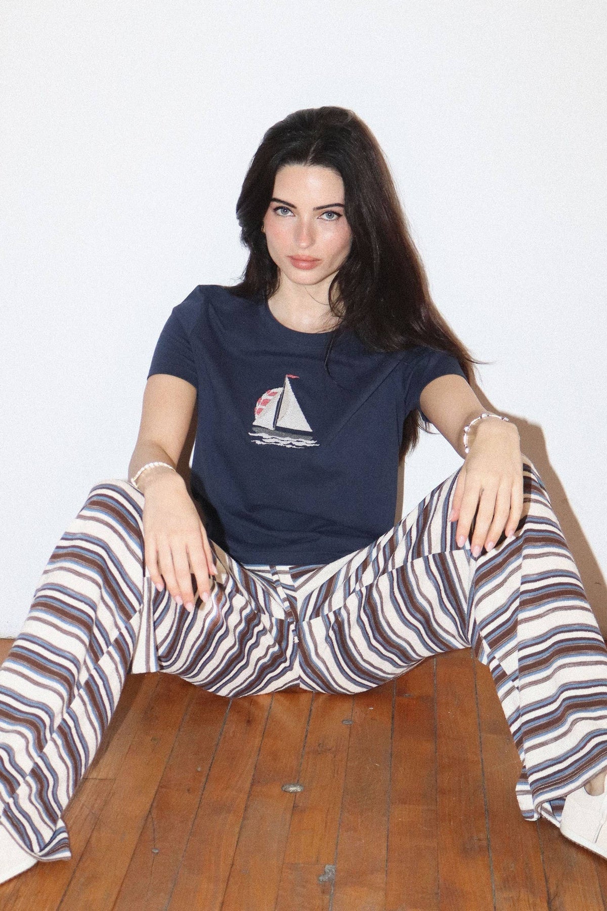 Fair Winds Embroidered Sailboat Tee