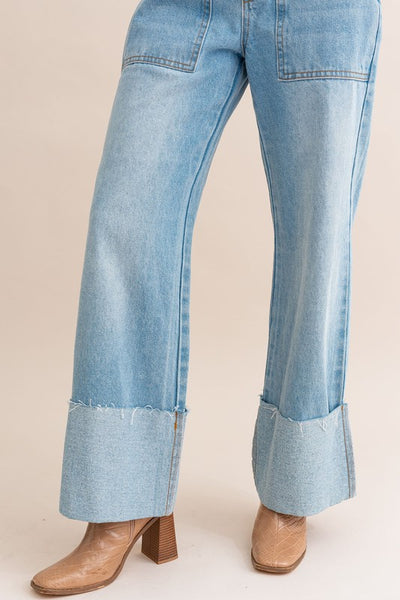Kennedy Wide Leg Cuffed Jeans