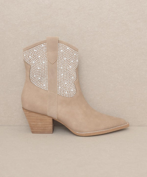 Cannes - Pearl Studded Western Boots