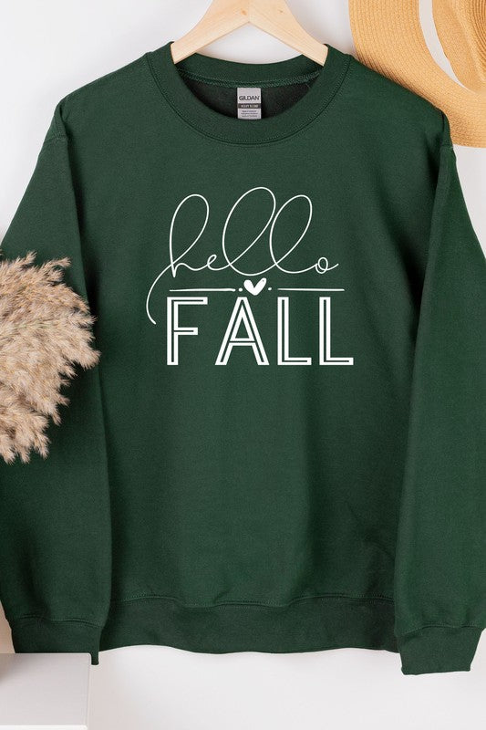 Sudadera con gráfico de corazón diminuto Hello Fall