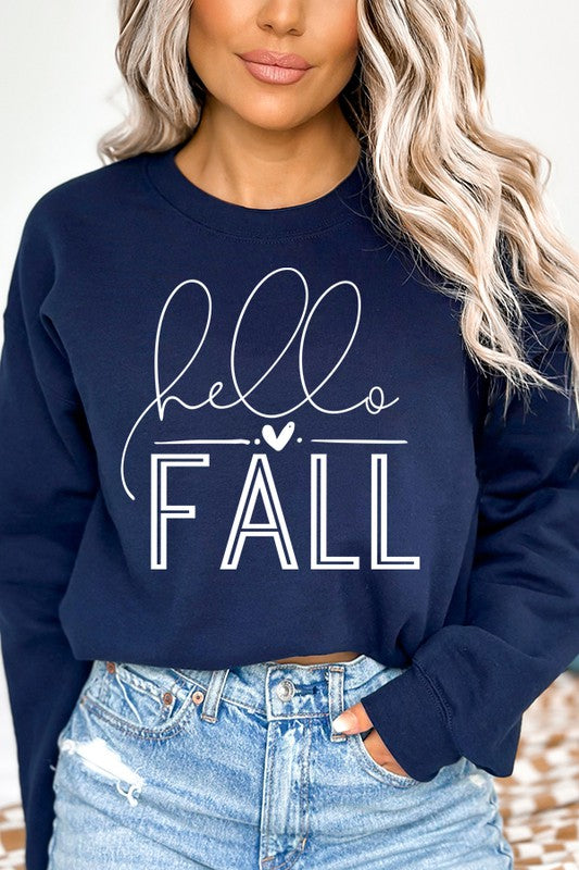 Sweat-shirt graphique Hello Fall avec petit cœur