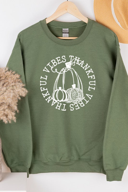 Thankful Vibes Pumpkin Circle Sweatshirt