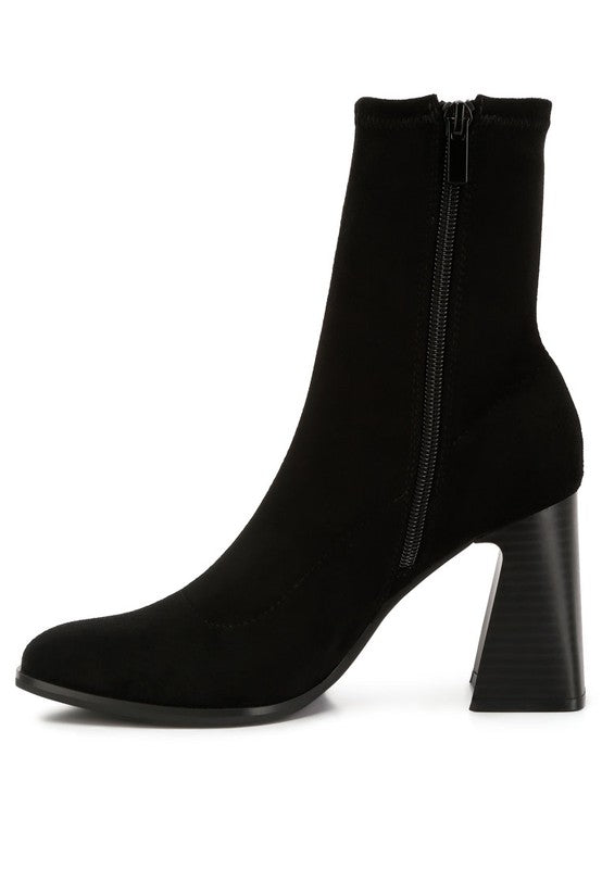 Aandid High Ankle Flared Block Heel Boots