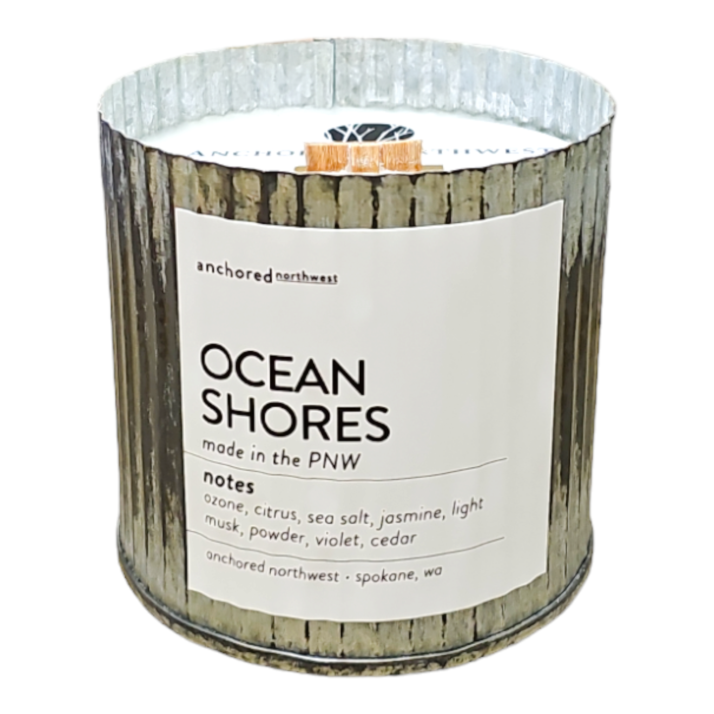 Ocean Shores Rustic Wood Wick Candle