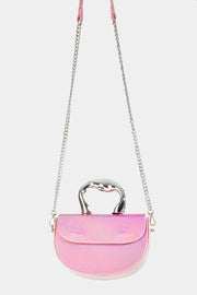 Bolso con asa superior semicircular brillante Fame