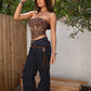 Dallas Floral Embroidered Bustier Top