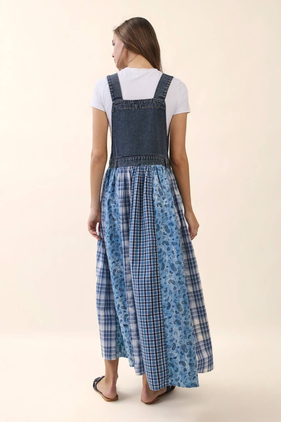 Sable Mixed Patchwork Overall Dress