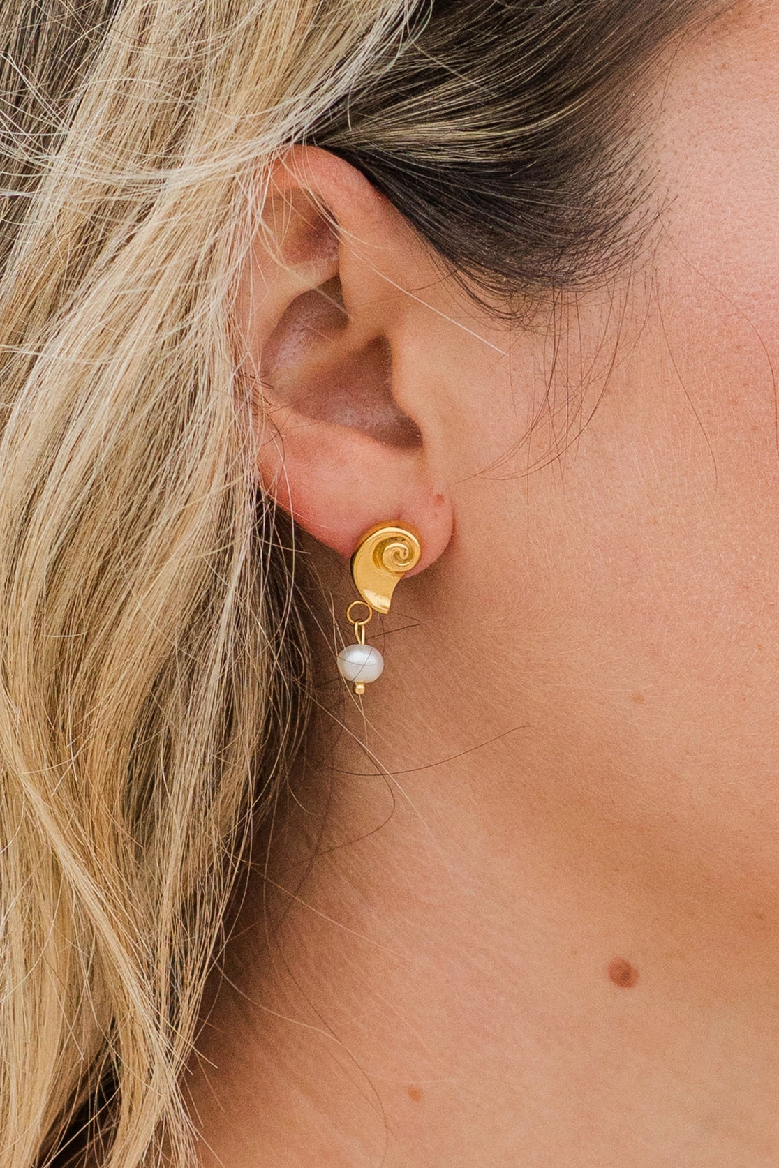 My Sister's Cottage | Waterproof | Nautilus & Pearl Drop Earrings