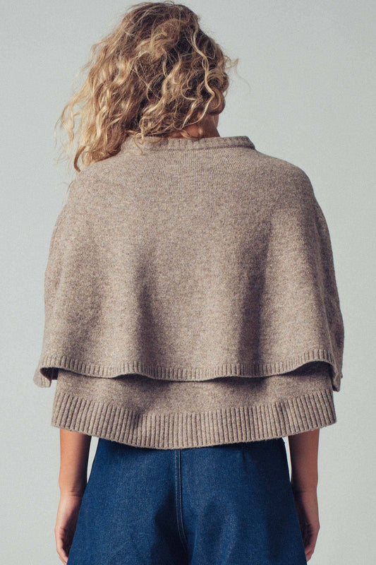 Ambrose Wool Blend Button-Front Sweater Cape