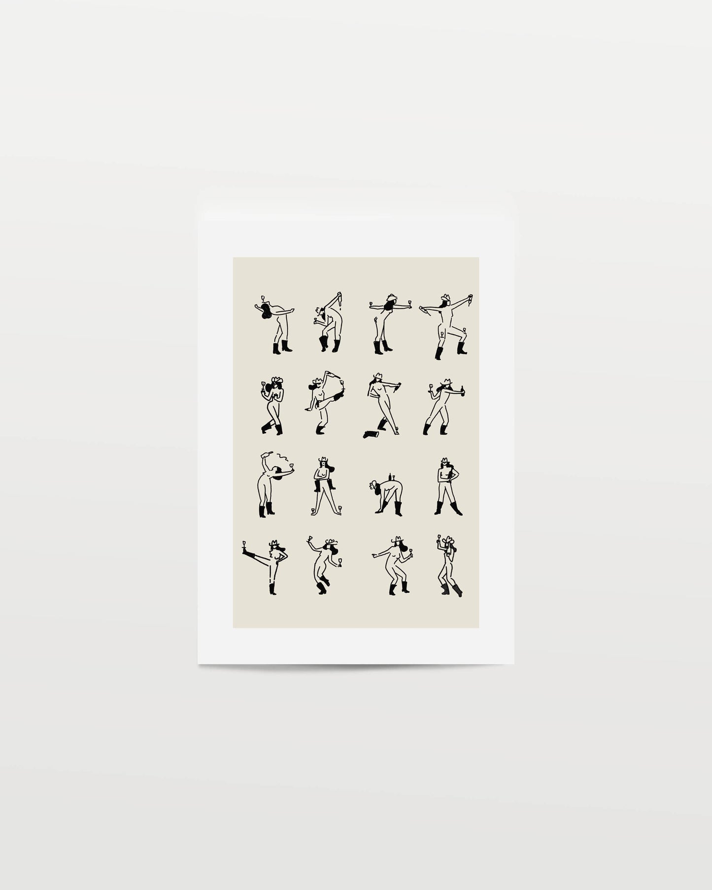 Wine Dancing Cowgirl Minimal Western Wall Art