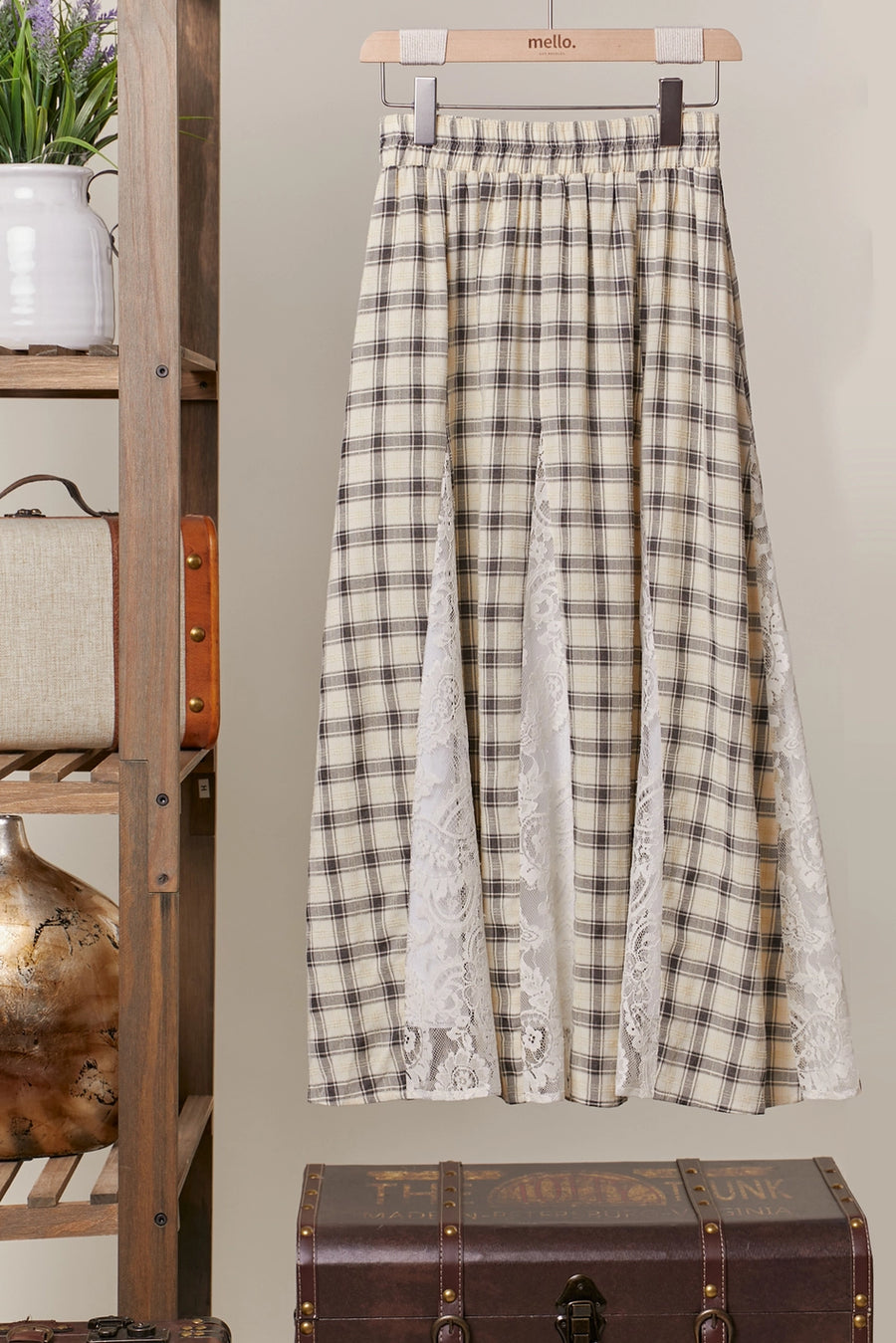 Everett Plaid & Lace Combo Skirt