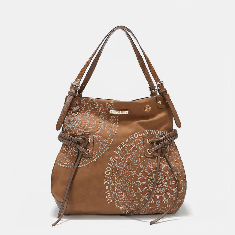 Nicole Lee USA Inlaid Rhinestone Embroidery Hobo Bag