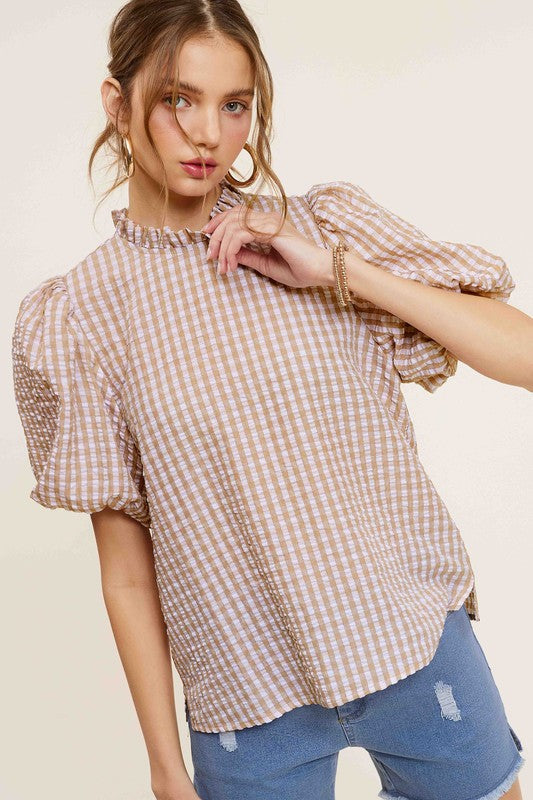 Blusa con estampado de cuadros vichy Brooke