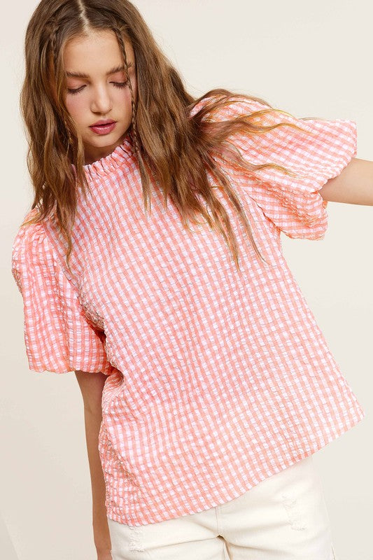 Blusa con estampado de cuadros vichy Brooke