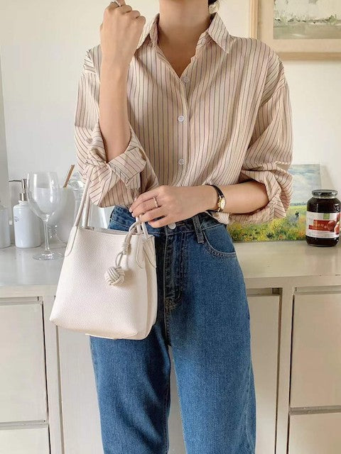 Ribbon Ball Small Tote Crossbody Bag W/Cosmetic Pouch