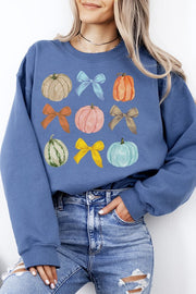 Pumpkin Gourds Bows Autumn Graphic Sweatshirt