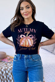 Camiseta con gráfico del club social femenino de otoño