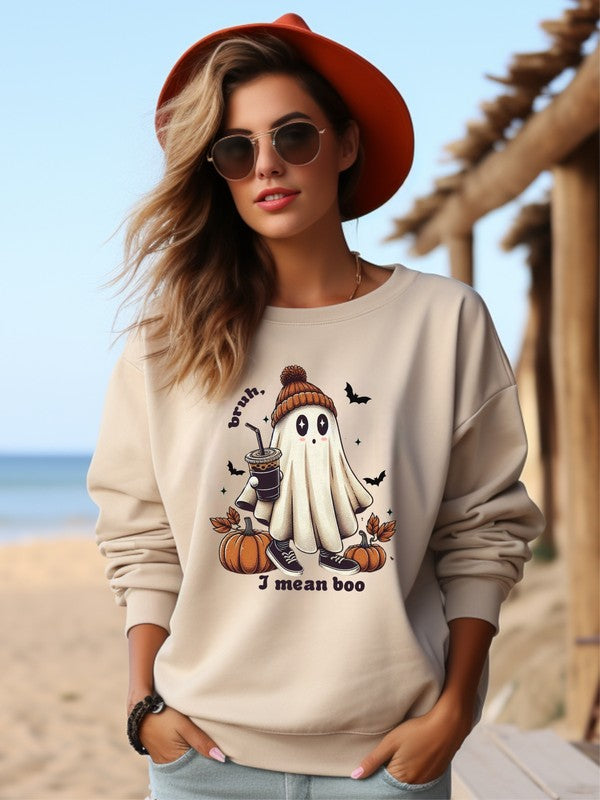 Sweat-shirt ras du cou graphique « Mean Boo »