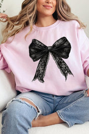 Halloween Coquette Bow Graphic Fleece Sweatshirt