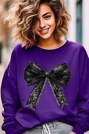 Halloween Coquette Bow Graphic Fleece Sweatshirt