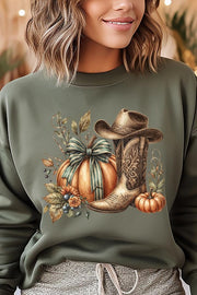 Sudadera de vellón con calabaza y motivos occidentales