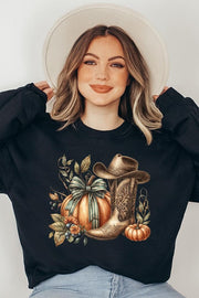 Sudadera de vellón con calabaza y motivos occidentales