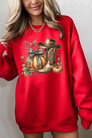 Sudadera de vellón con calabaza y motivos occidentales