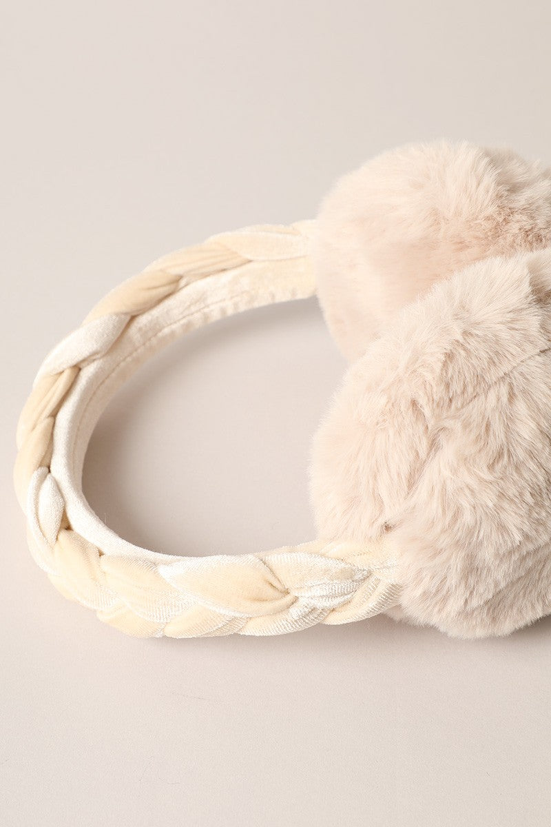 Velvet Braided Faux Fur Fuzzy Earmuffs