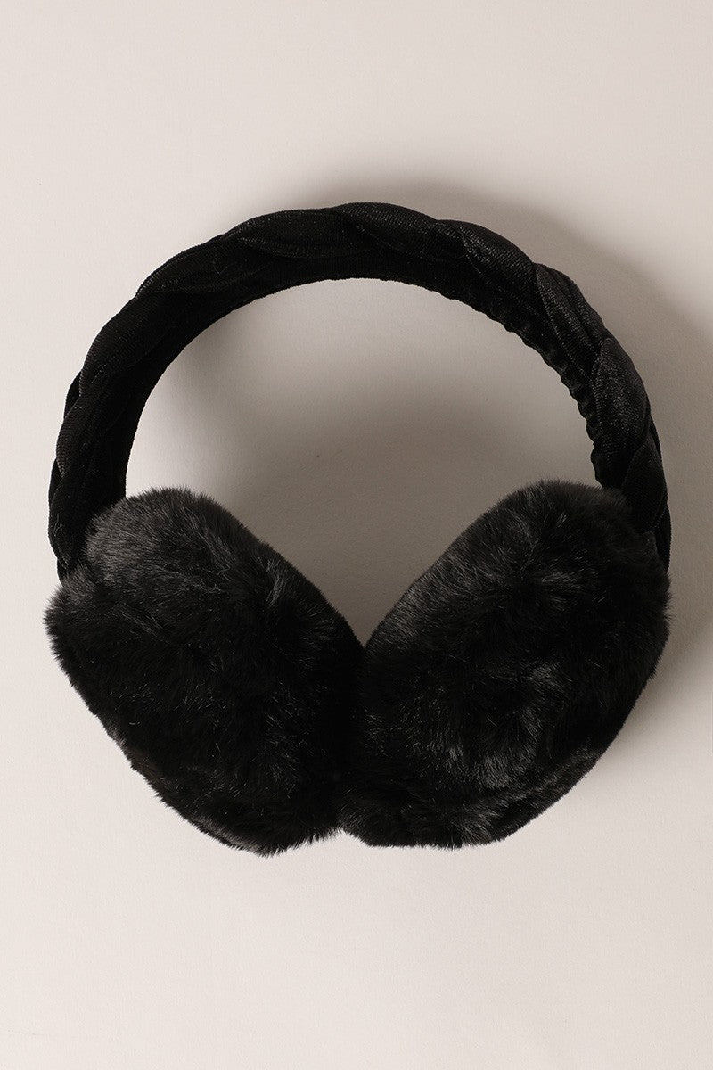 Velvet Braided Faux Fur Fuzzy Earmuffs