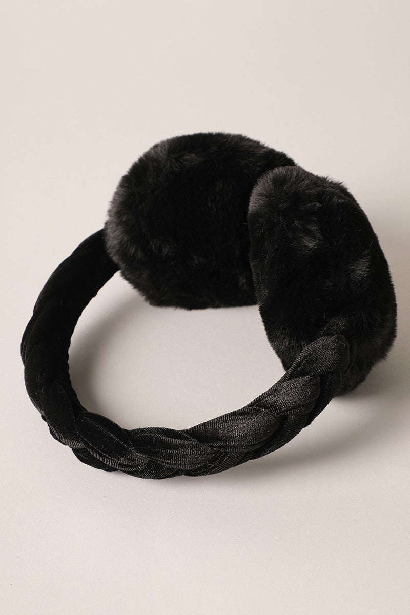 Velvet Braided Faux Fur Fuzzy Earmuffs