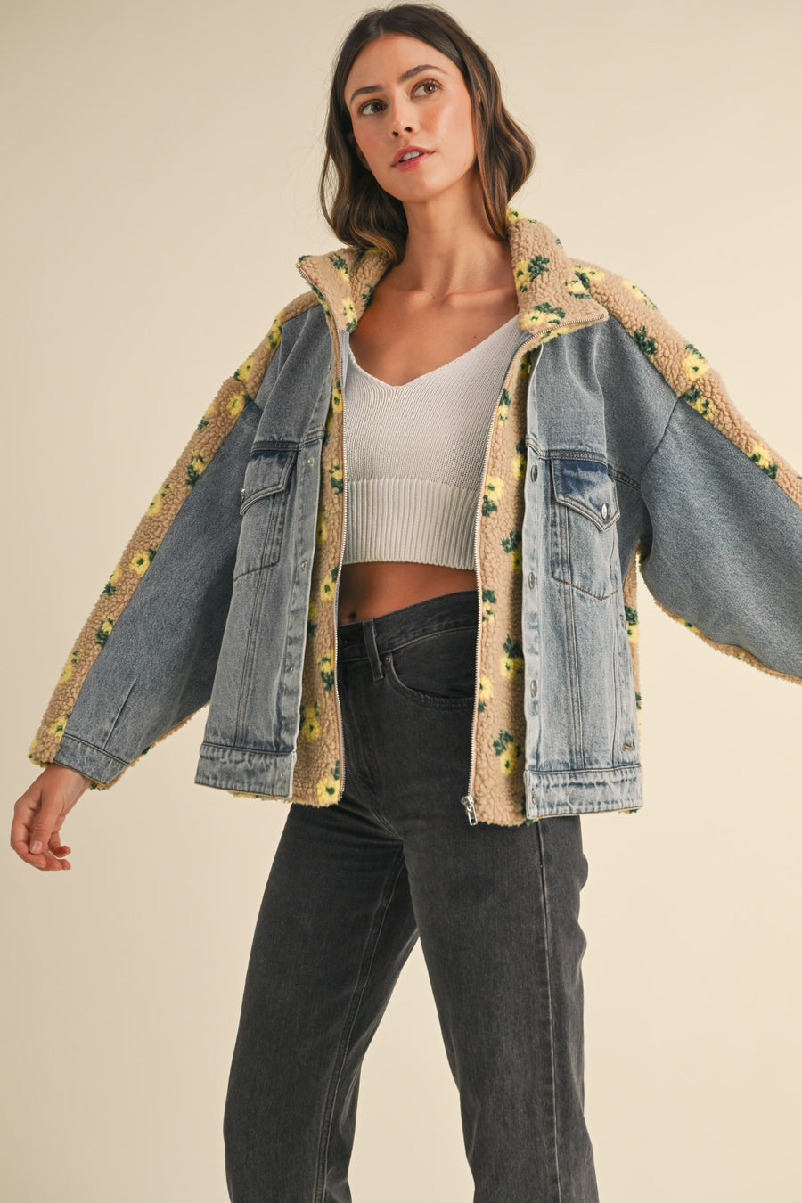 Mipsy Denim Sherpa Jacket