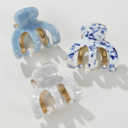 Jade Coastal Small Octopus Metal Claw Clip