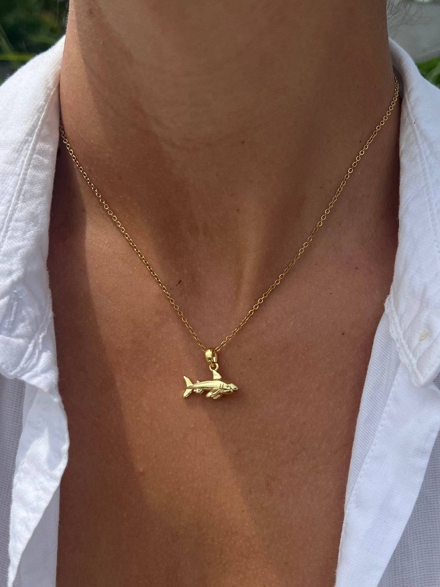 Gold Shark Necklace | Waterproof Surfer Beach Jewelry