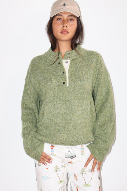 Birdie Two-Tone Snap Collar Sweater