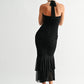 La Rouge Halter Flounce Gown