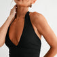 La Rouge Halter Flounce Gown
