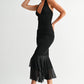 La Rouge Halter Flounce Gown