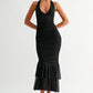 La Rouge Halter Flounce Gown