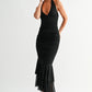La Rouge Halter Flounce Gown