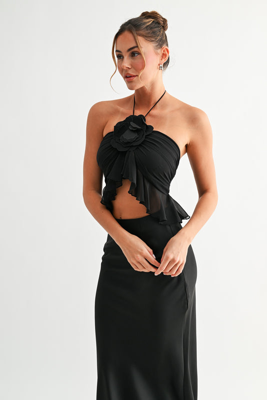 Petal Halter Ruffle Top