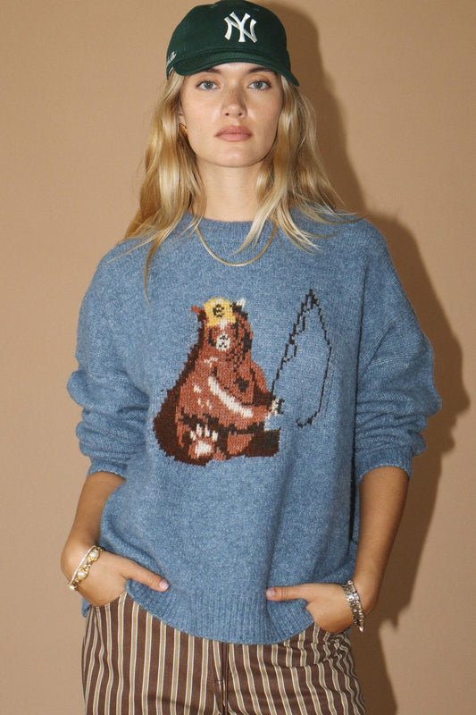 Fishing Bear Knit Sweater