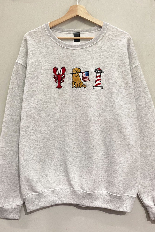 Patriotic Retriever Embroidered Sweatshirt