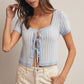 Charlotte Textured Tie-front Knit Top