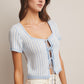 Charlotte Textured Tie-front Knit Top